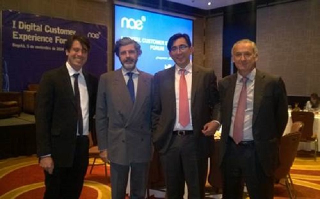Víctor Drobinic, Gerente Ejecutivo de Nae Colombia; Jose Luís Ruíz Navarro, Letrado de las Cortes Generales de España; Diego Molano Vega, Ministro de Tecnologías de la Información y Comunicaciones y Ginés Alarcón, Presidente de Nae.