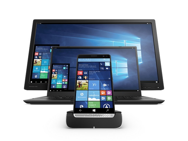 HP Desk Dock with HP Elite x3, HP EliteDisplay E272q, and HP Mobile Extender for the HP Elite x3, Key Visual, Center, Front
