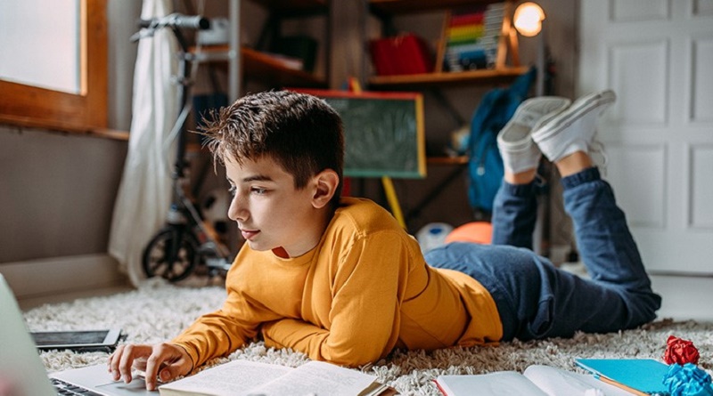 Niño navegando internet